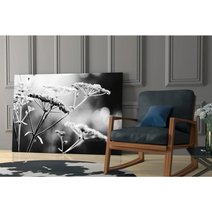 Stunning black and white floral canvas wall art with delicate flowers