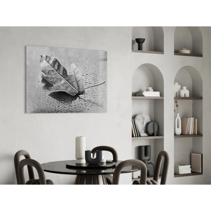 Stunning black white maple leaf canvas wall art print on wall