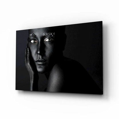 Stunning black and white portrait canvas wall art with sparkling eye details