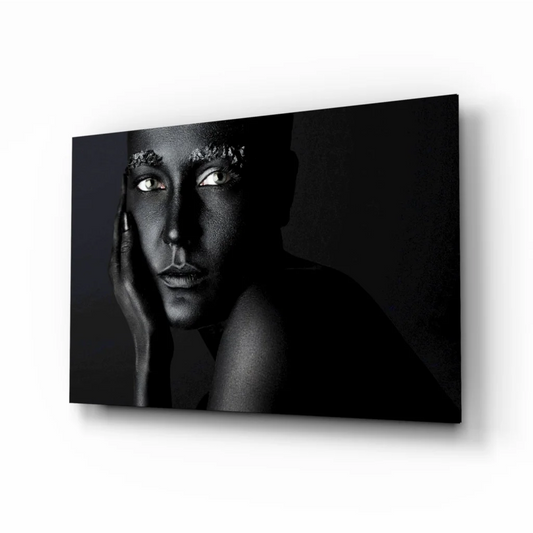 Stunning black and white portrait canvas wall art with sparkling eye details