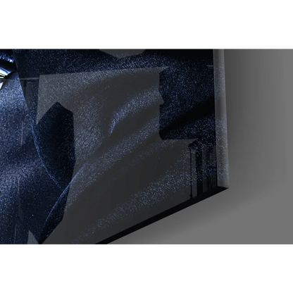 Stunning black glittery glass wall art with geometric phone case accents