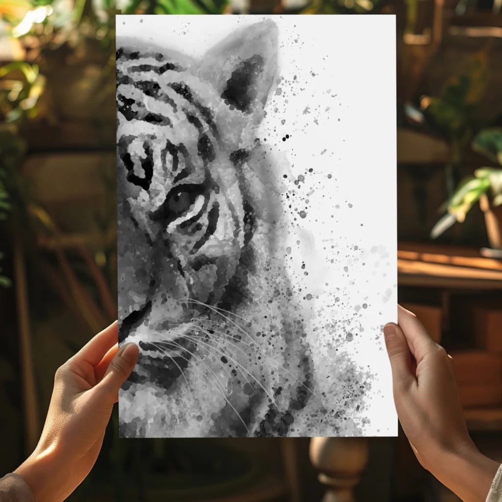 Stunning black and white tiger aluminum wall art print