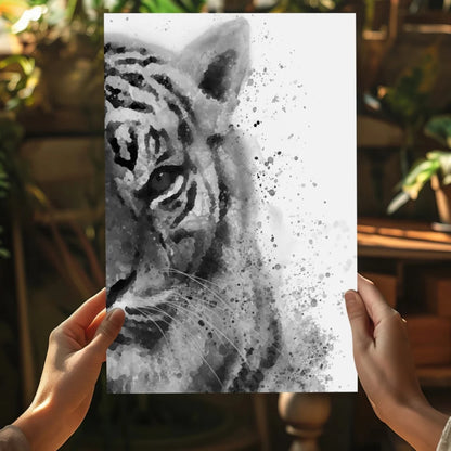 Stunning black and white tiger aluminum wall art print