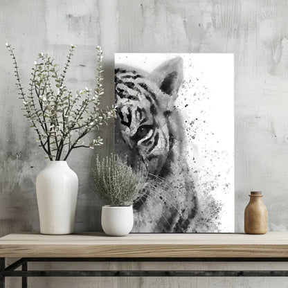 Stunning black and white tiger aluminum wall art print