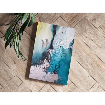 Stunning blue and white abstract canvas painting on aluminum for modern walls