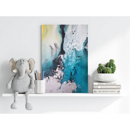 Cute elephant plush with gray fur and floppy ears on shelf