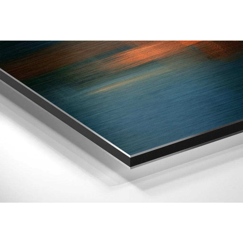 Stunning blue abstract art print on brushed aluminium dibond