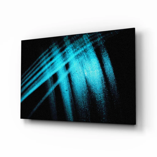 Stunning blue abstract glass wall art with textured brushstrokes