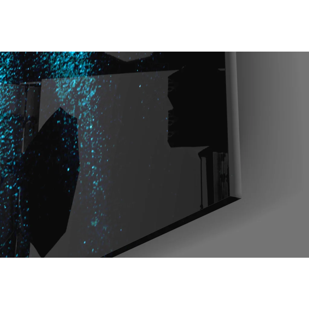 Stunning blue glass wall art with textured brushstrokes