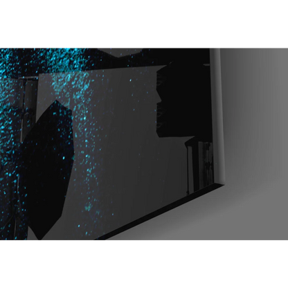 Stunning blue glass wall art with textured brushstrokes