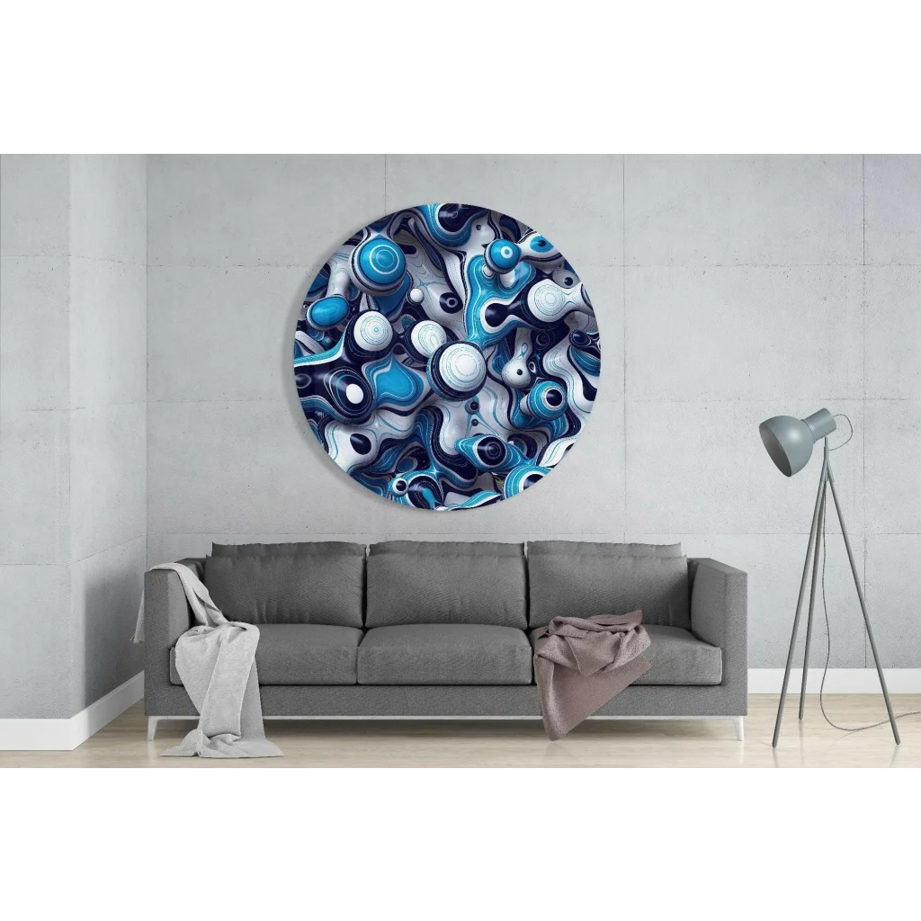 Stunning blue and white abstract tempered glass art for walls