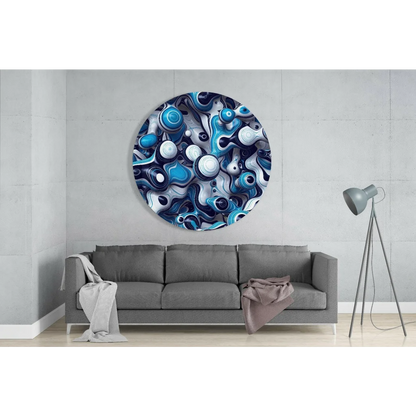 Stunning blue and white abstract tempered glass art for walls