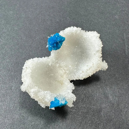 Stunning blue Cavansite balls on white Stilbite from India