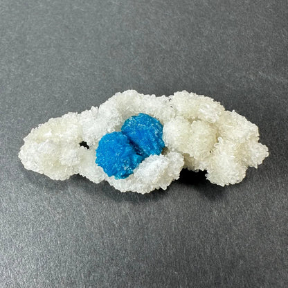 Stunning blue Cavansite balls on white Stilbite from India