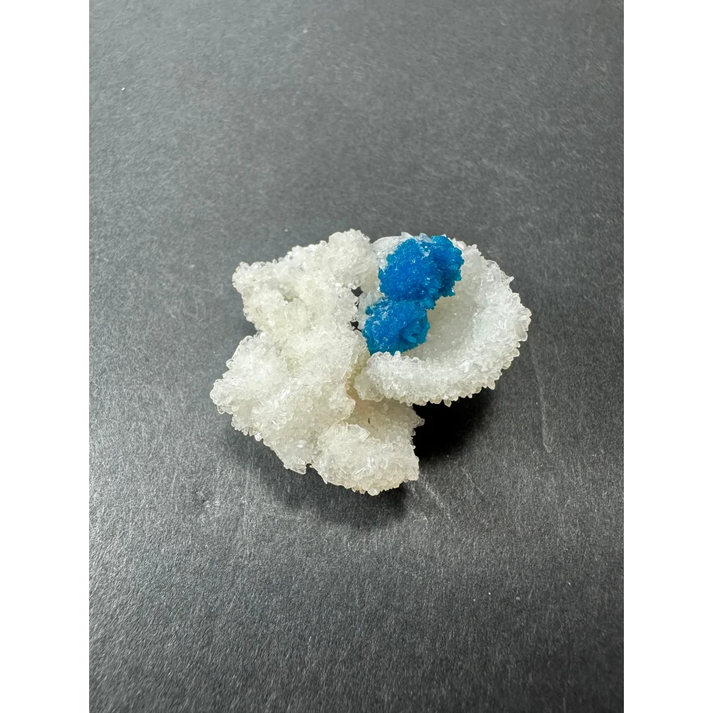 Stunning blue Cavansite balls on white Stilbite crystals from India