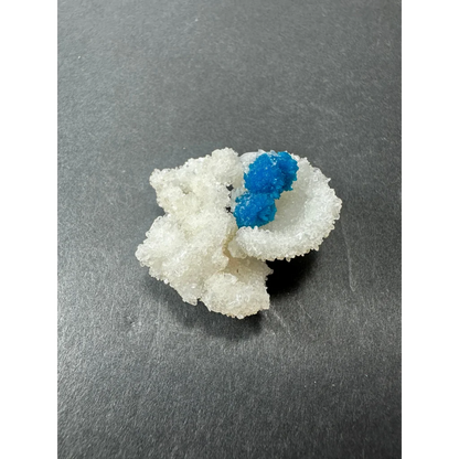 Stunning blue Cavansite balls on white Stilbite crystals from India