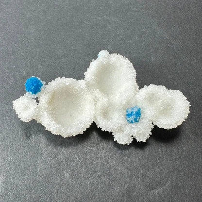Stunning blue Cavansite balls on white Stilbite from India