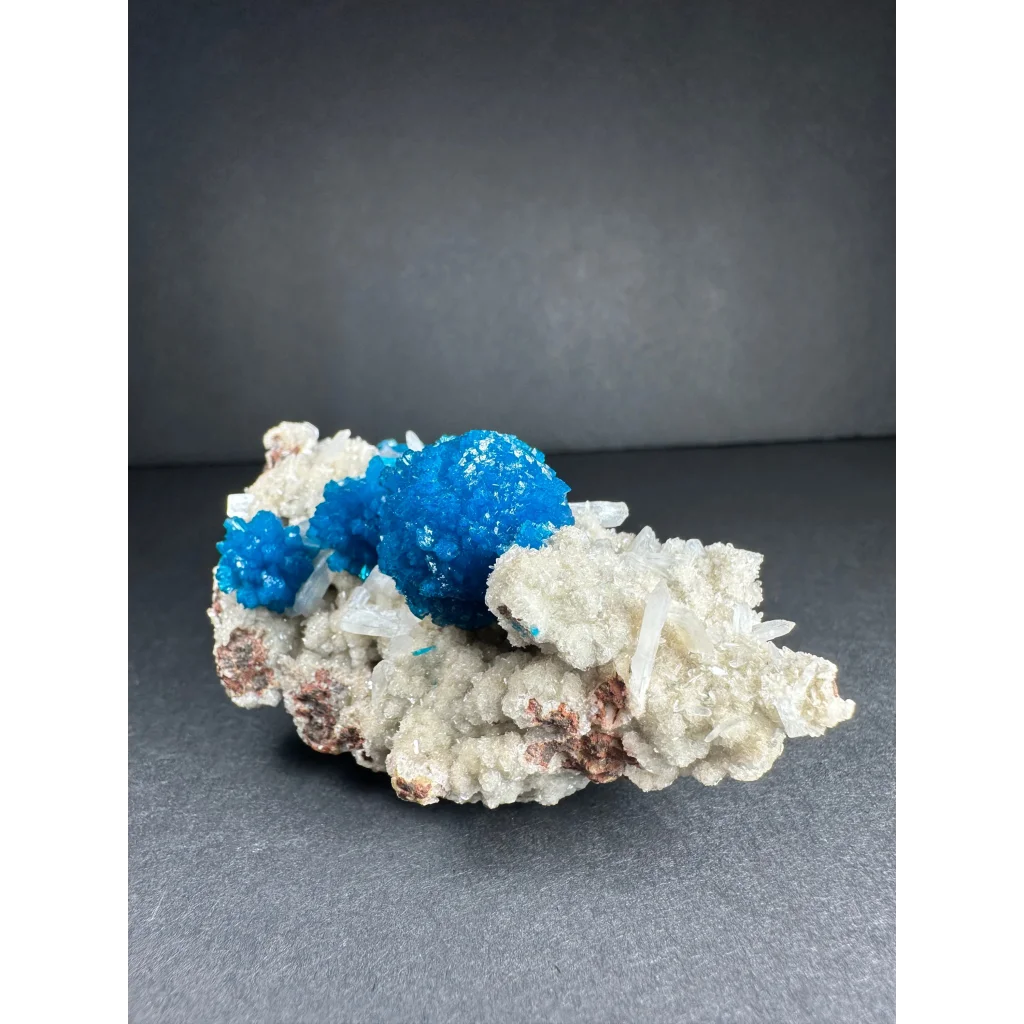Stunning blue cavansite crystal cluster from India on rock matrix