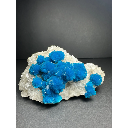 Stunning blue cavansite crystal cluster from India on white matrix