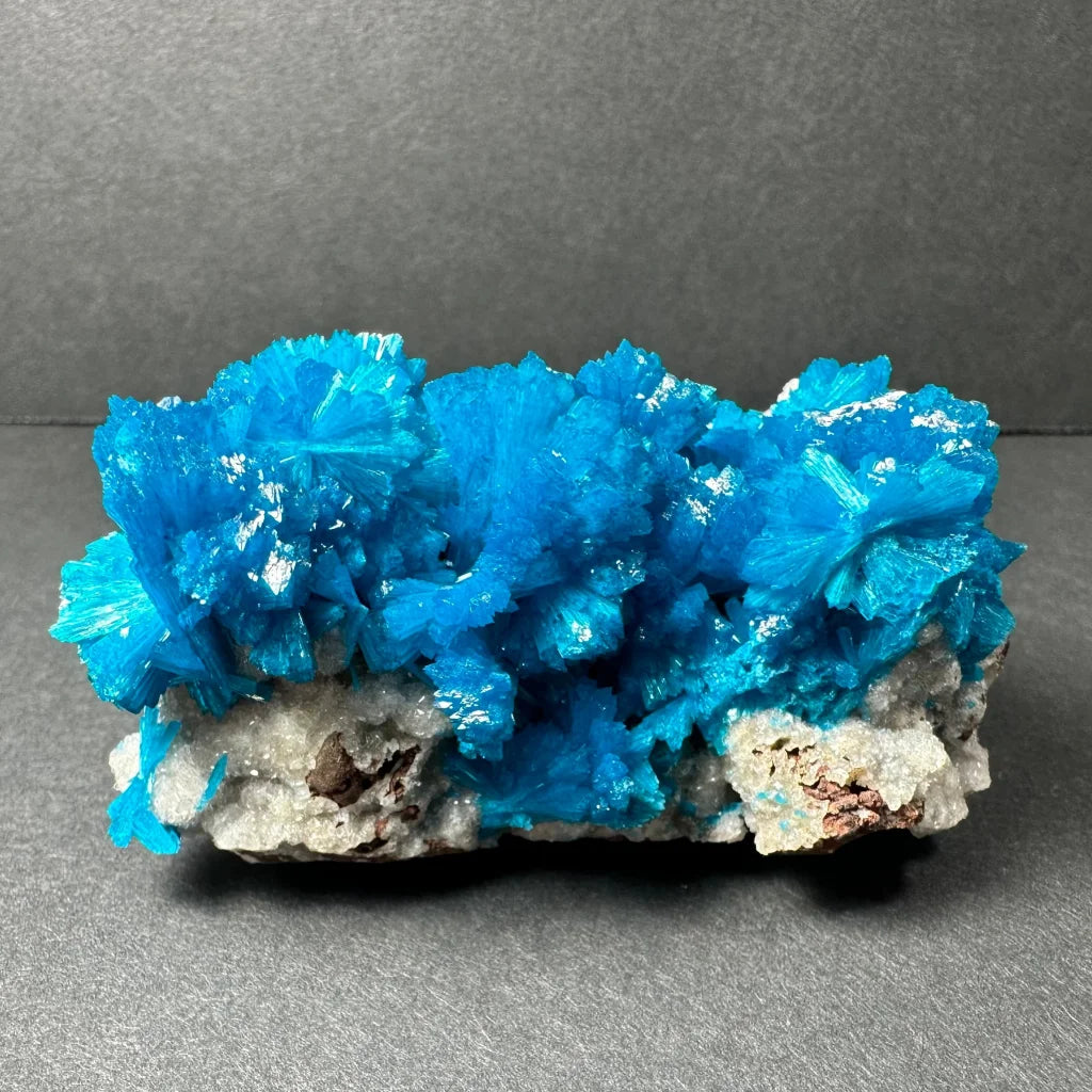 Stunning blue cavansite crystal cluster from India on mineral base