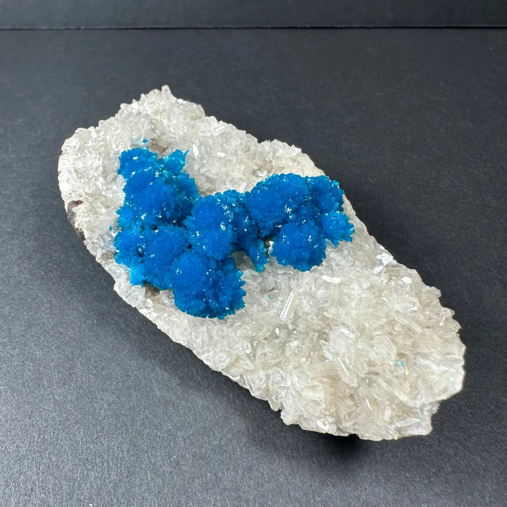 Stunning blue cavansite crystal cluster from Pune India on quartz