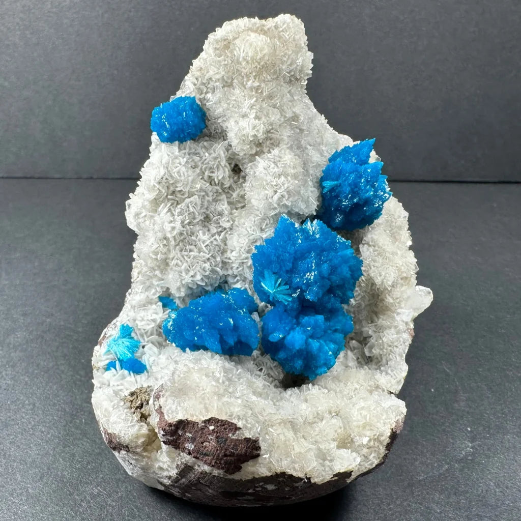 Stunning blue cavansite on white stilbite matrix Maharashtra