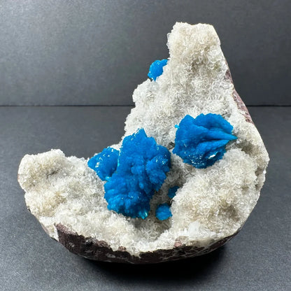 Stunning blue cavansite on white stilbite matrix Maharashtra