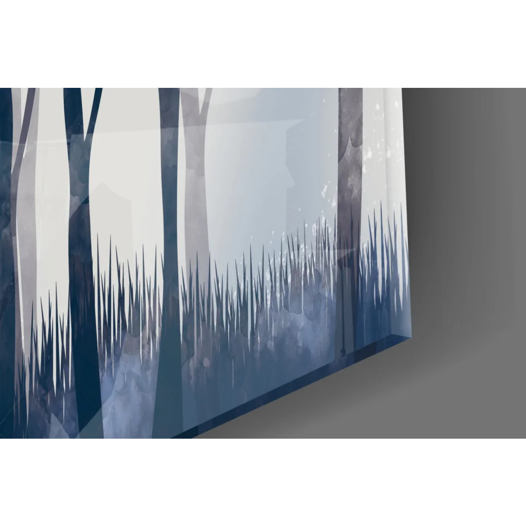 Stunning blue deer wall art canvas print with golden autumn leaves