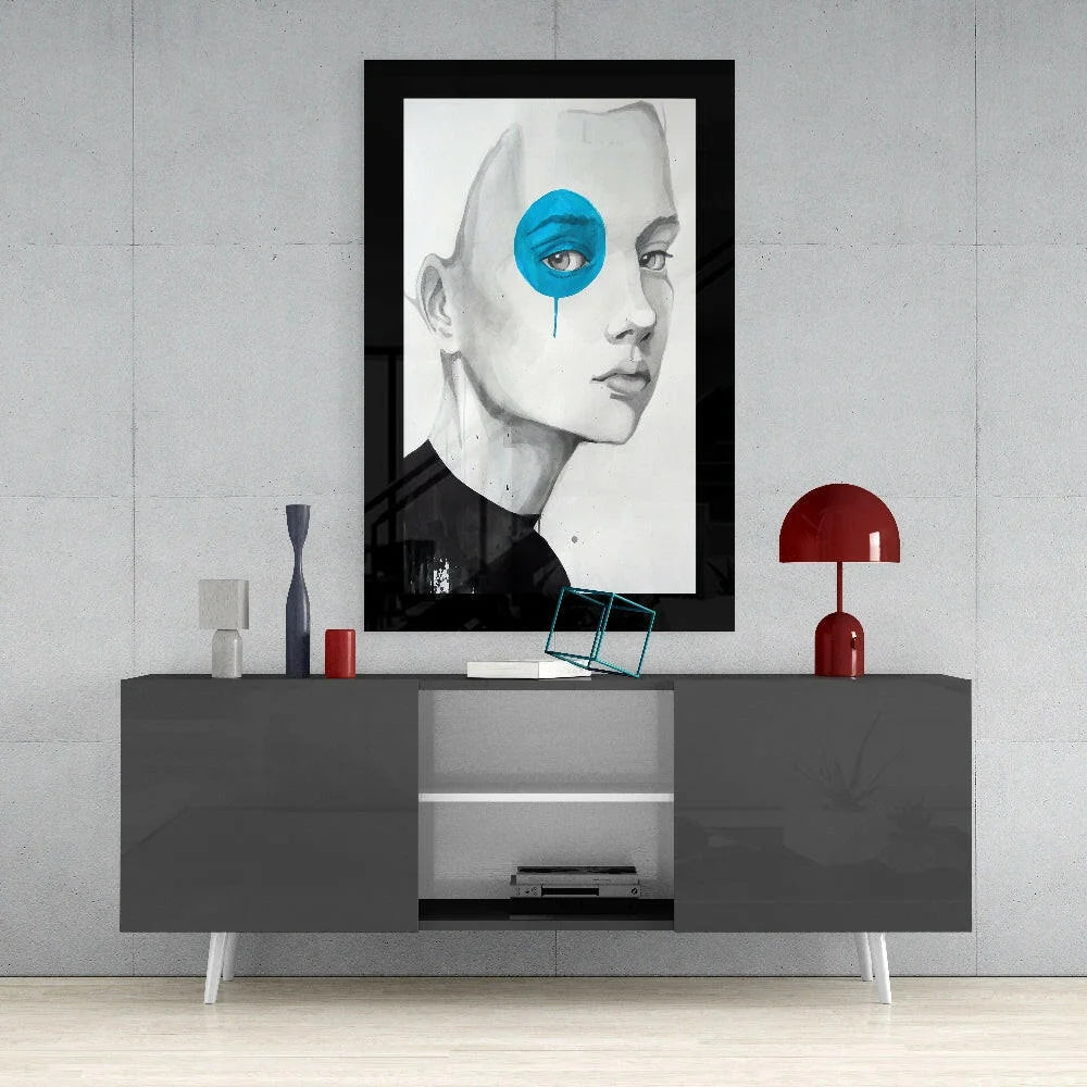 Stunning Blue Eye glass wall art in sleek black frame