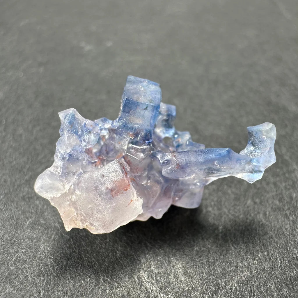 Stunning blue fluorite cube from Minerva Mine with translucent crystal cluster