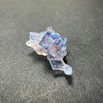 Stunning blue fluorite cube cluster from Minerva Mine with translucent purple facets