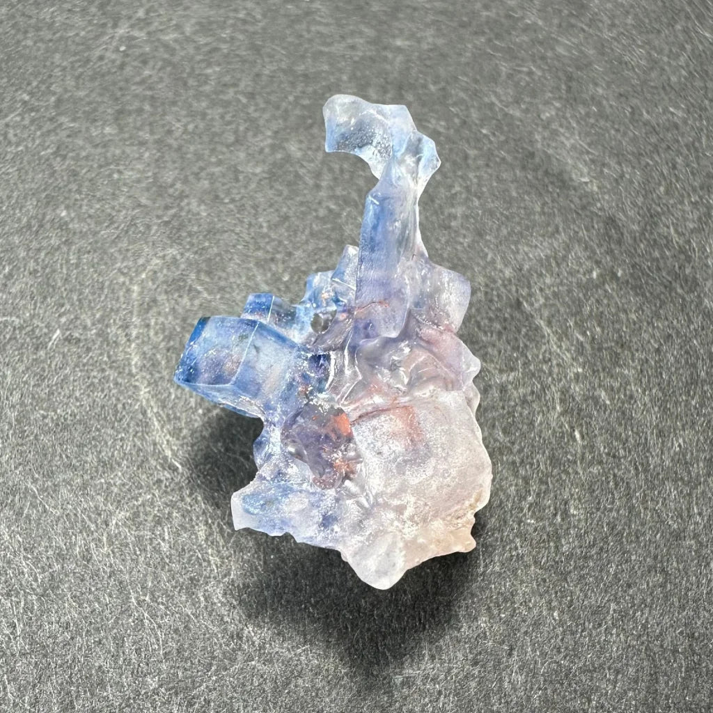 Stunning blue fluorite cube from Minerva Mine with translucent jagged edges