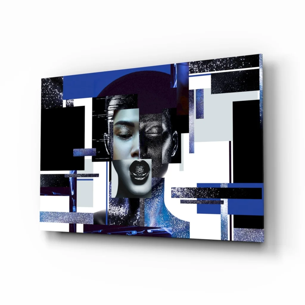 Black and white abstract geometric wall art print