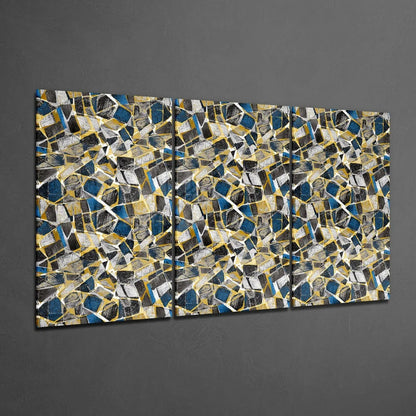 Stunning blue gold glass wall art mosaic canvas panels