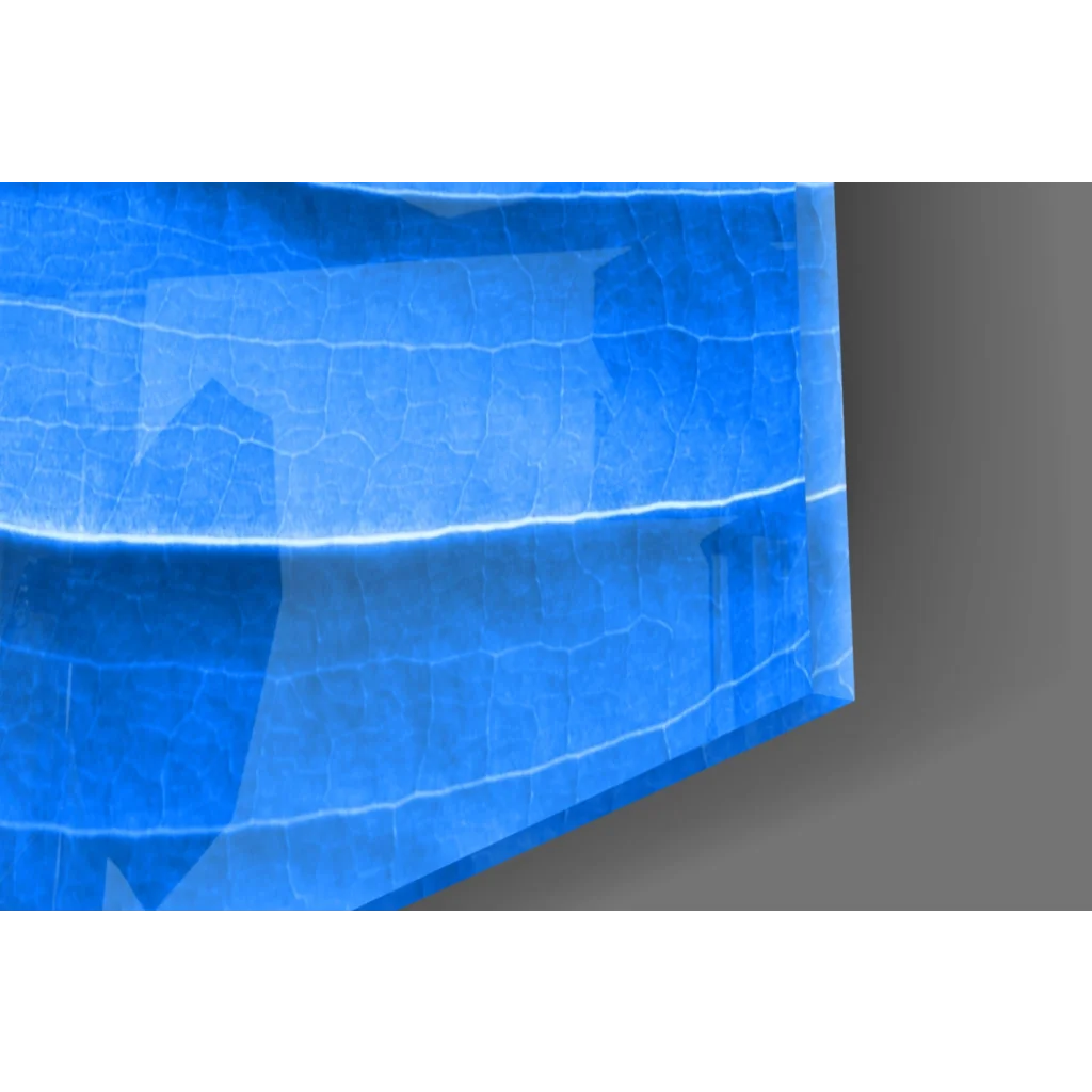 Stunning blue leaf wall art with rippled plastic bag texture and tear