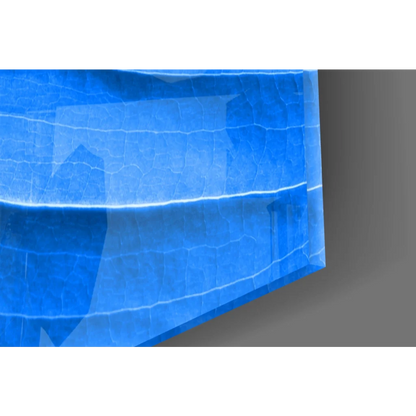 Stunning blue leaf wall art with rippled plastic bag texture and tear