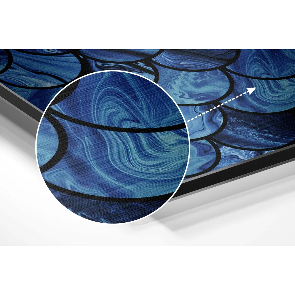 glass wall art Stunning blue scale brushed aluminium dibond wall art panel