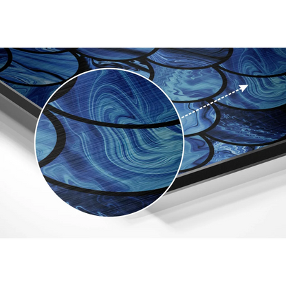 Stunning blue scale brushed aluminium dibond wall art panel
