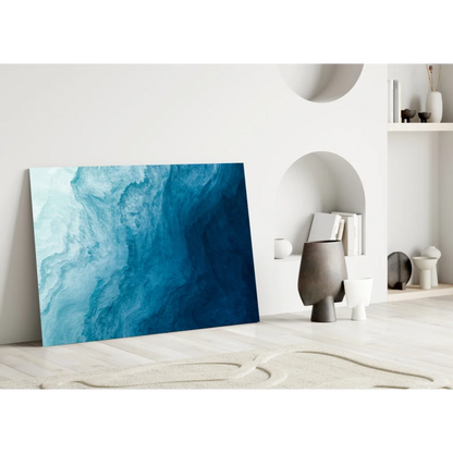 Stunning blue swirl glass wall art with turquoise gradients