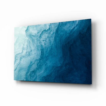 Stunning blue swirl glass wall art with turquoise gradients
