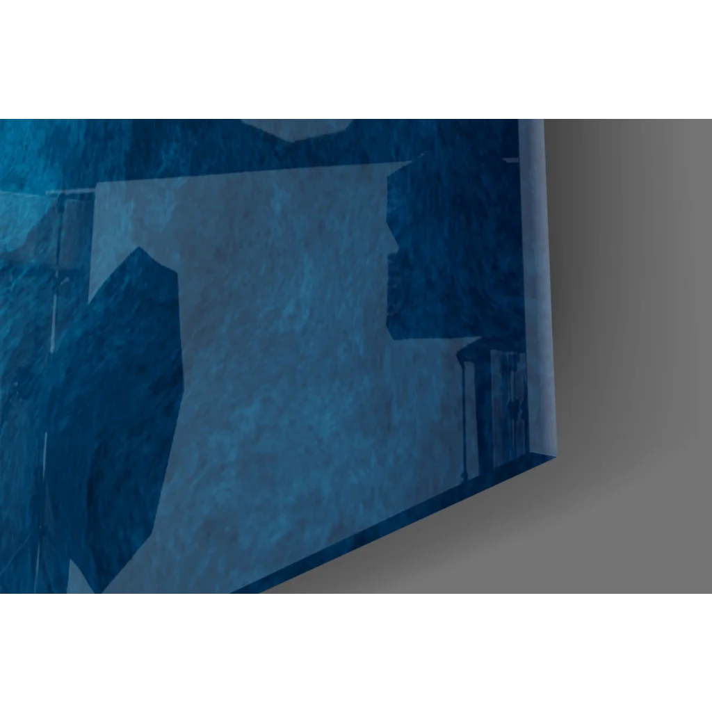 Stunning blue swirl glass wall art with turquoise gradients on canvas