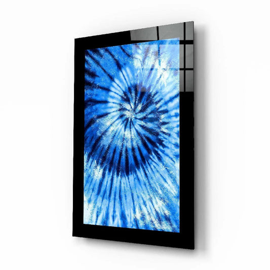 Stunning blue waterfall glass wall art in modern black frame