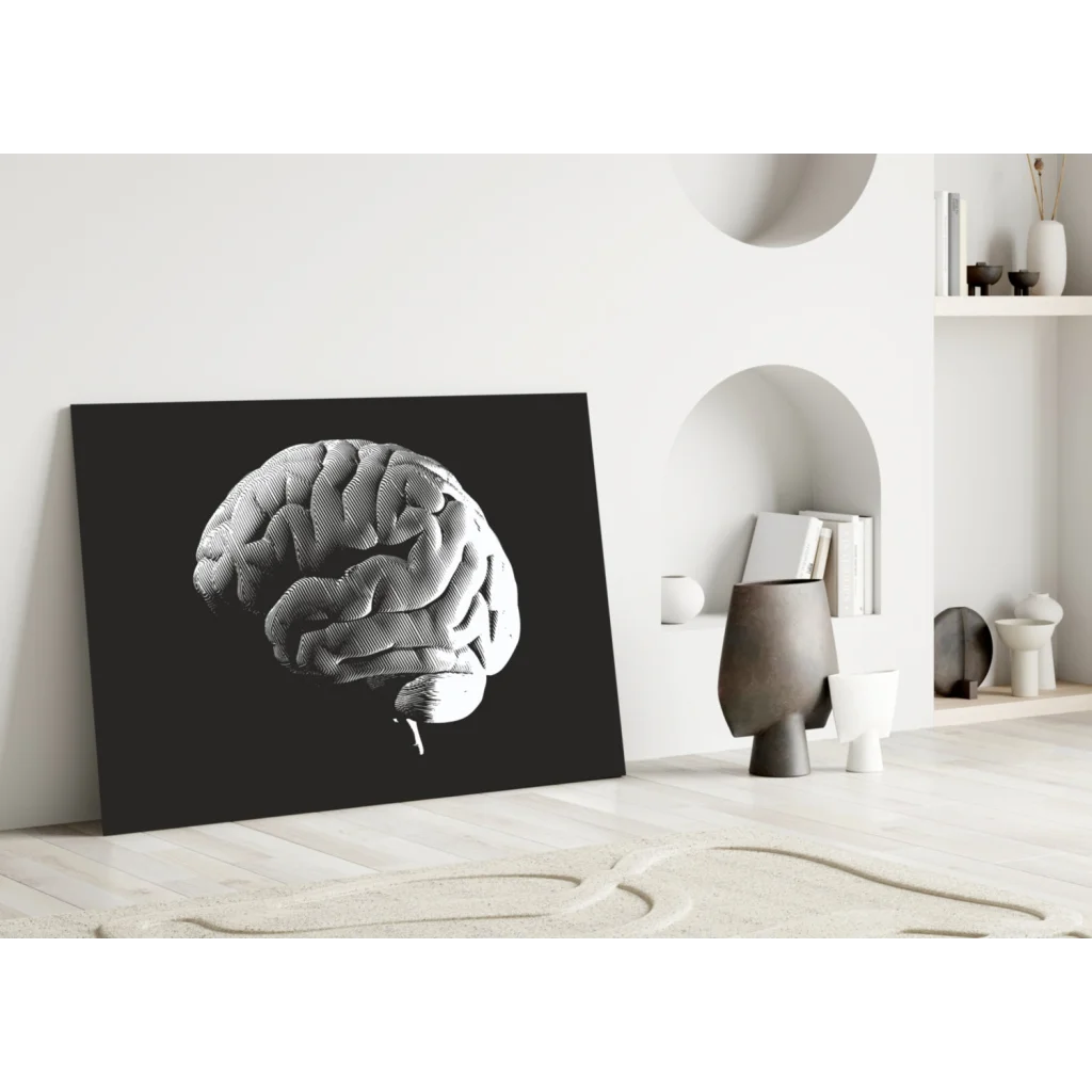 Monochrome brain anatomy canvas wall art print