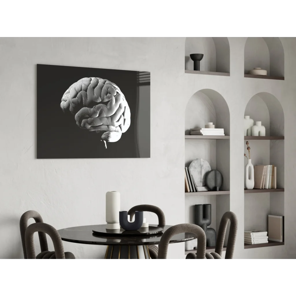 Stunning black-and-white brain anatomy wall art on modern canvas