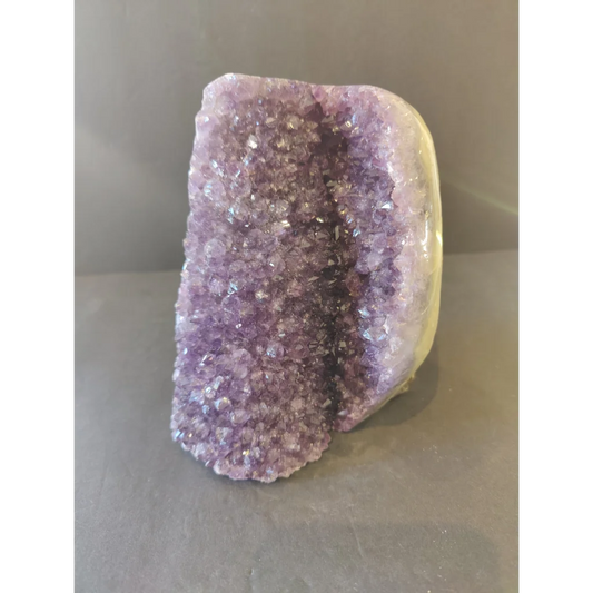 Stunning Brazilian amethyst cut base geode with sparkling crystals