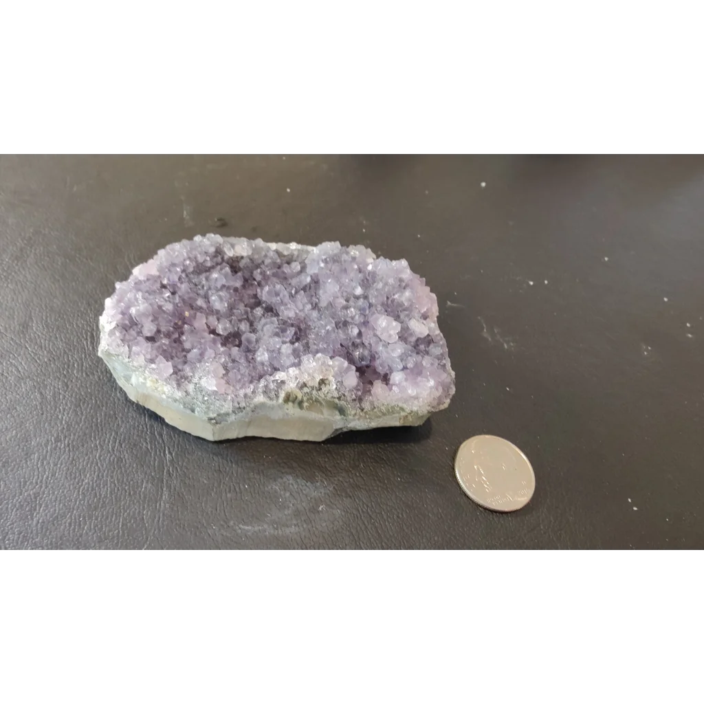 Stunning Brazilian amethyst druze geode with purple crystals and gray base