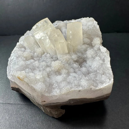 Stunning Brazilian druzy calcite cluster on agate geode