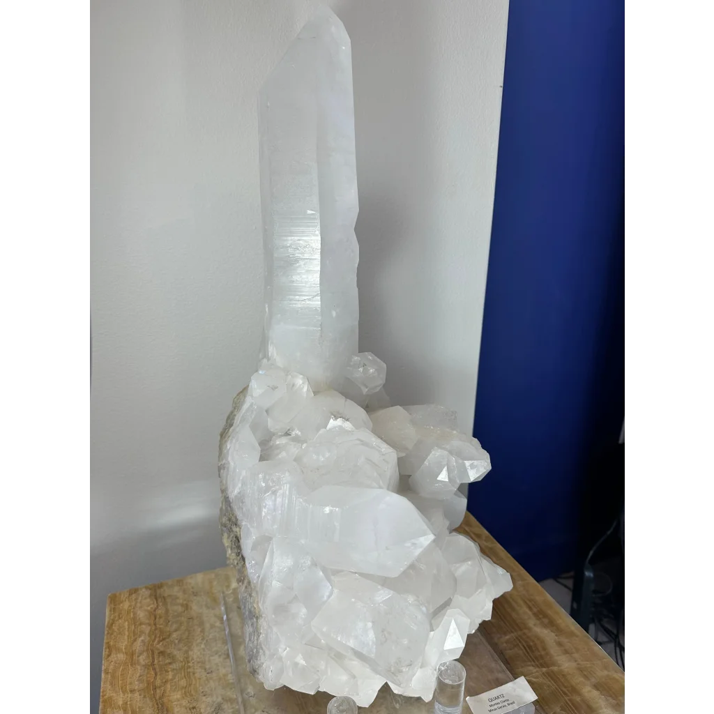 Stunning Brazilian quartz crystal tower cluster on acrylic stand