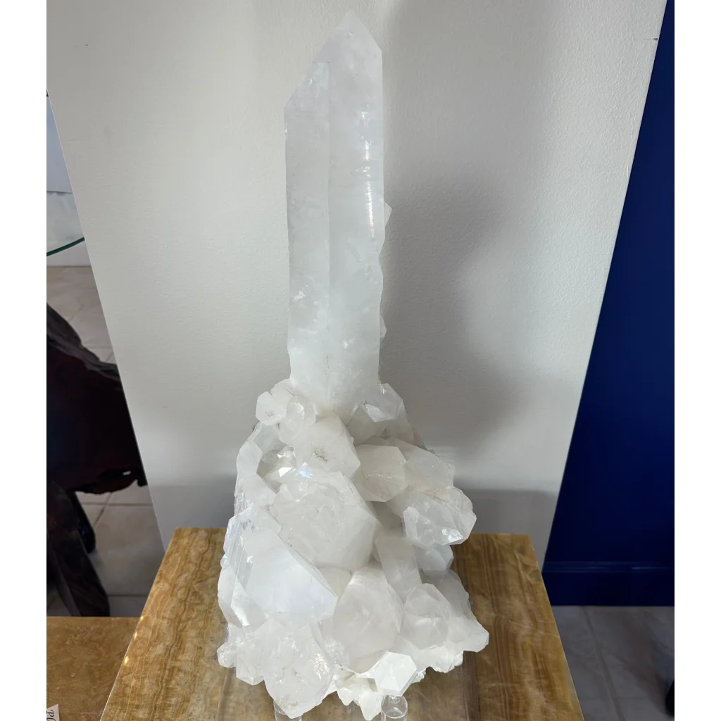 Stunning Brazilian quartz crystal tower on acrylic stand