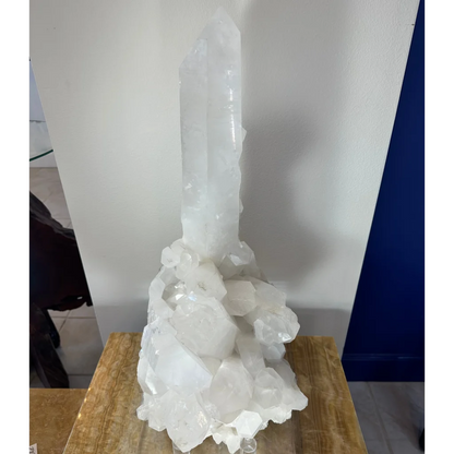 Stunning Brazilian quartz crystal tower on acrylic stand
